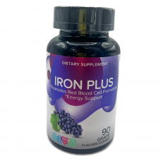 حلوى IRON PLUS من LIVS للطاقة ودعم خلايا الدم الحمراء (90 حبة بنكهة العنب)