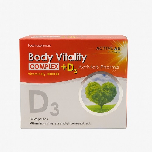 مجمع حيوية الجسم + D3، 30 كبسولة